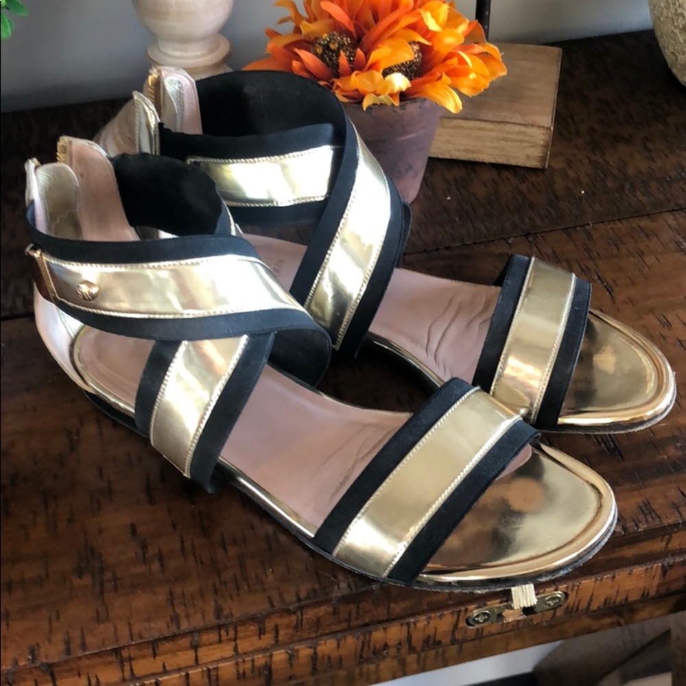 Stuart Weitzman gold sandal flats